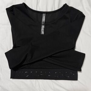 Victoria's Secret Black Fitted Crop Bodysuit